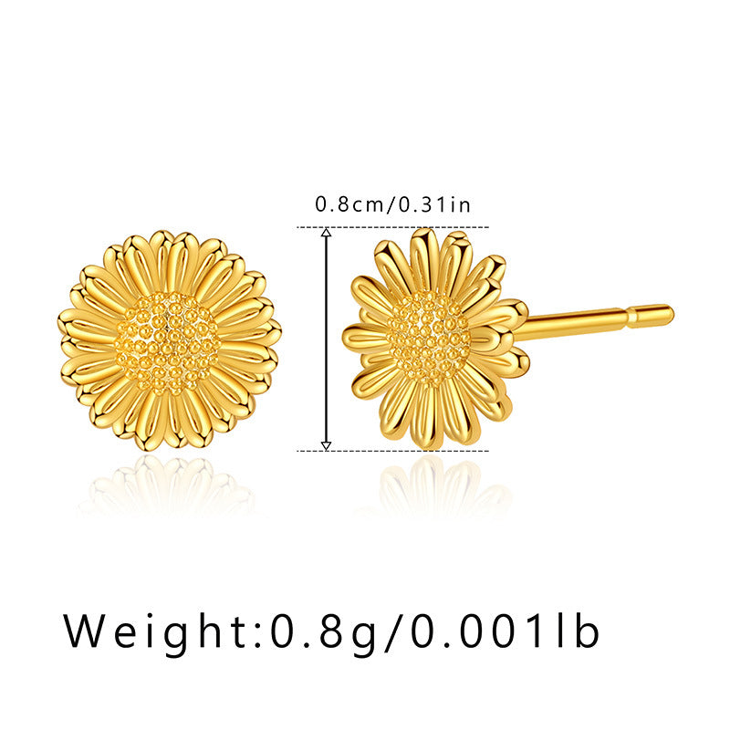 1 Pair Minimalist Flower Design 18k Gold Plated Copper Drop Earrings