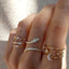 Simple Classic Gold Zircon Inlay Heart Love Ring Set for Women