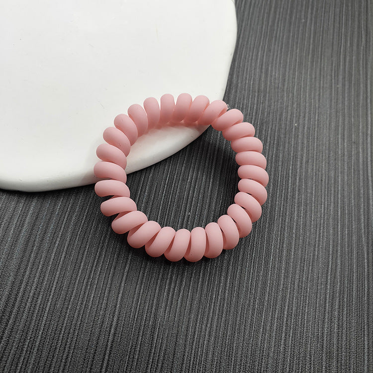 Simple Solid Color Rubber Hair Tie & Frosted Traceless Head Rope Set