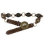 Vintage Style Round Alloy Women's Chain Belt with Adjustable Leather Studded Buckle