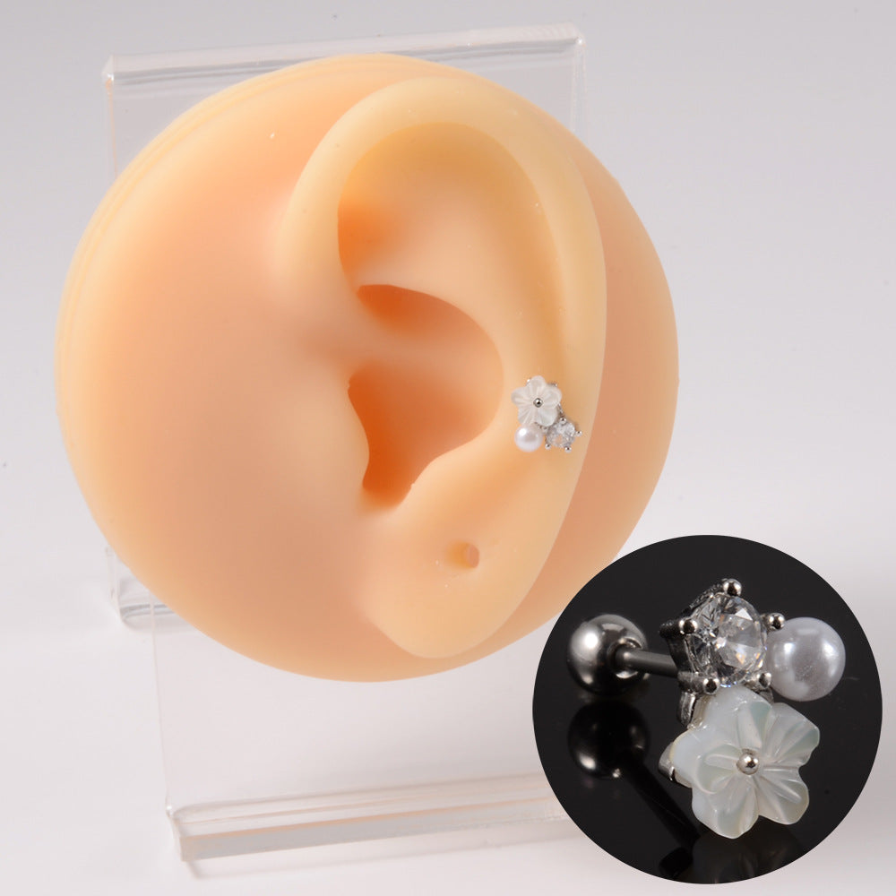 Tropical Flower Zircon Stainless Steel Resin Stud Earrings