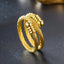 Adjustable Titanium Steel Braided Knotted Couple Ring and 24k Gold Plated Open Cuff Bracelet