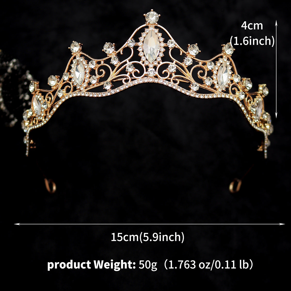 Women's Glam Rhinestone Bridal Crown - Princess Birthday & Party Accessory