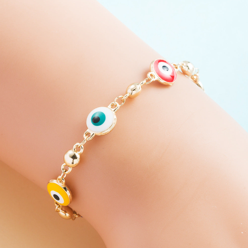 Fashion Copper Gold-Plated Evil Eye Bracelet - Trendy Women's Jewelry Accessory