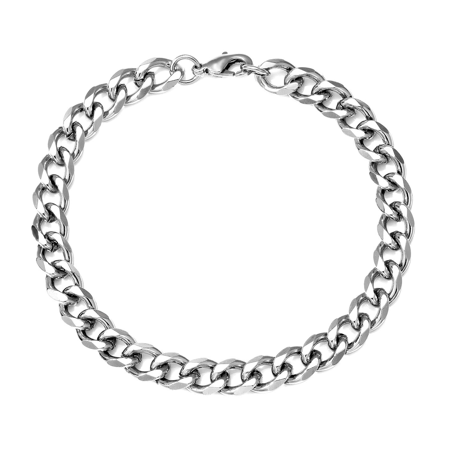 Hip-Hop Cuban Link Stainless Steel Men's Bracelet with Lobster Clasp - Multiple Widths Available