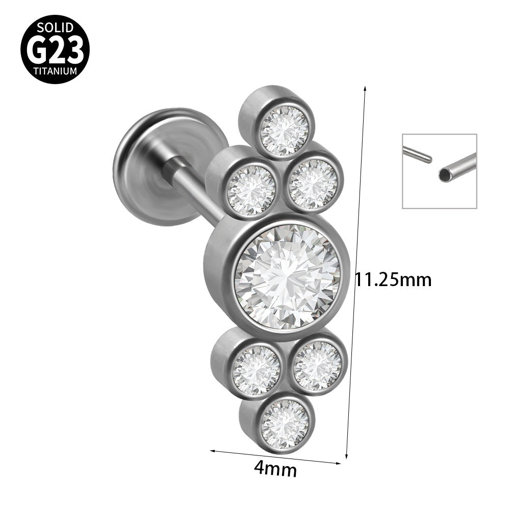 G23 Titanium Zirconia Geometric Ear Cartilage and Lip Rings with Dog Paw and Sun Design
