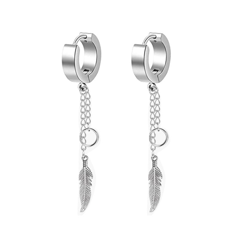 Simple Star Skull Stainless Steel Spike Hoop Earrings