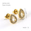 1 Pair Glam Sun Water Droplets Heart Shape Inlay Stainless Steel Rhinestones Zircon 18K Gold Plated Ear Studs