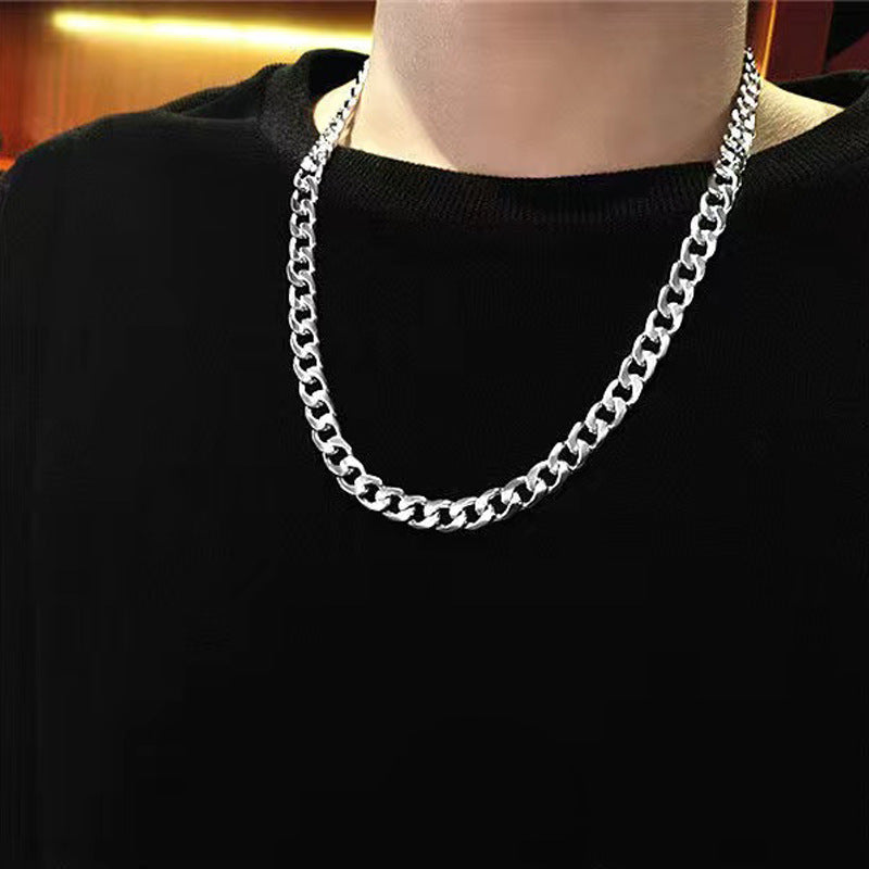 Simple Geometric Titanium Steel Cuban Chain Necklace