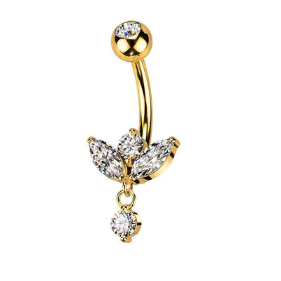 Vintage Crown Zircon Stainless Steel Belly Ring