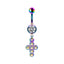 Hip-hop Rock Starry Sky Moon Rhinestone Belly Ring Stainless Steel Alloy White Gold Plated