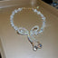 Elegant Korean Butterfly Rhinestone Pearl Choker Necklace