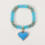 Preppy Bohemian Natural Stone Beaded Heart Pendant Women's Bracelet