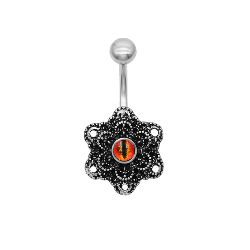 1 Piece Belly Rings Retro Exaggerated Punk Flower 316 Stainless Steel  Alloy Inlay Acrylic Black Nickel