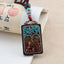 Ethnic Square Alloy Wood Pendant Necklace with Nepalese Thangka Design