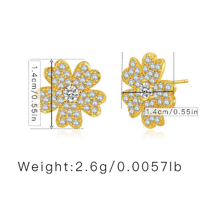 1 Pair Minimalist Flower Design 18k Gold Plated Copper Drop Earrings