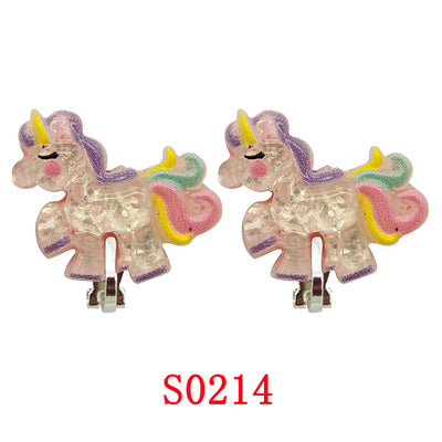 New Cartoon Unicorn Mermaid Clip-On Earrings for Girls