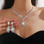 Elegant Rhinestone Inlay Bridal Jewelry Set - Necklace and Earrings