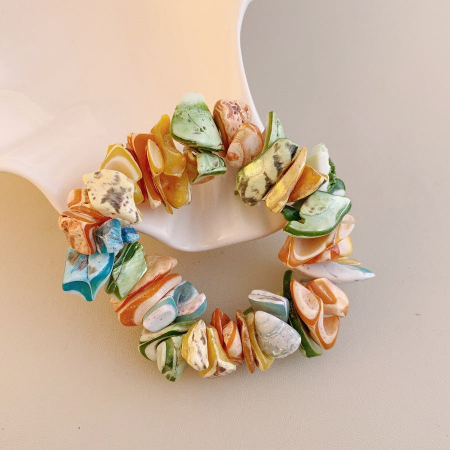 Geometric Shell Irregular Women's Bracelet - Ocean Inspired Layered Design