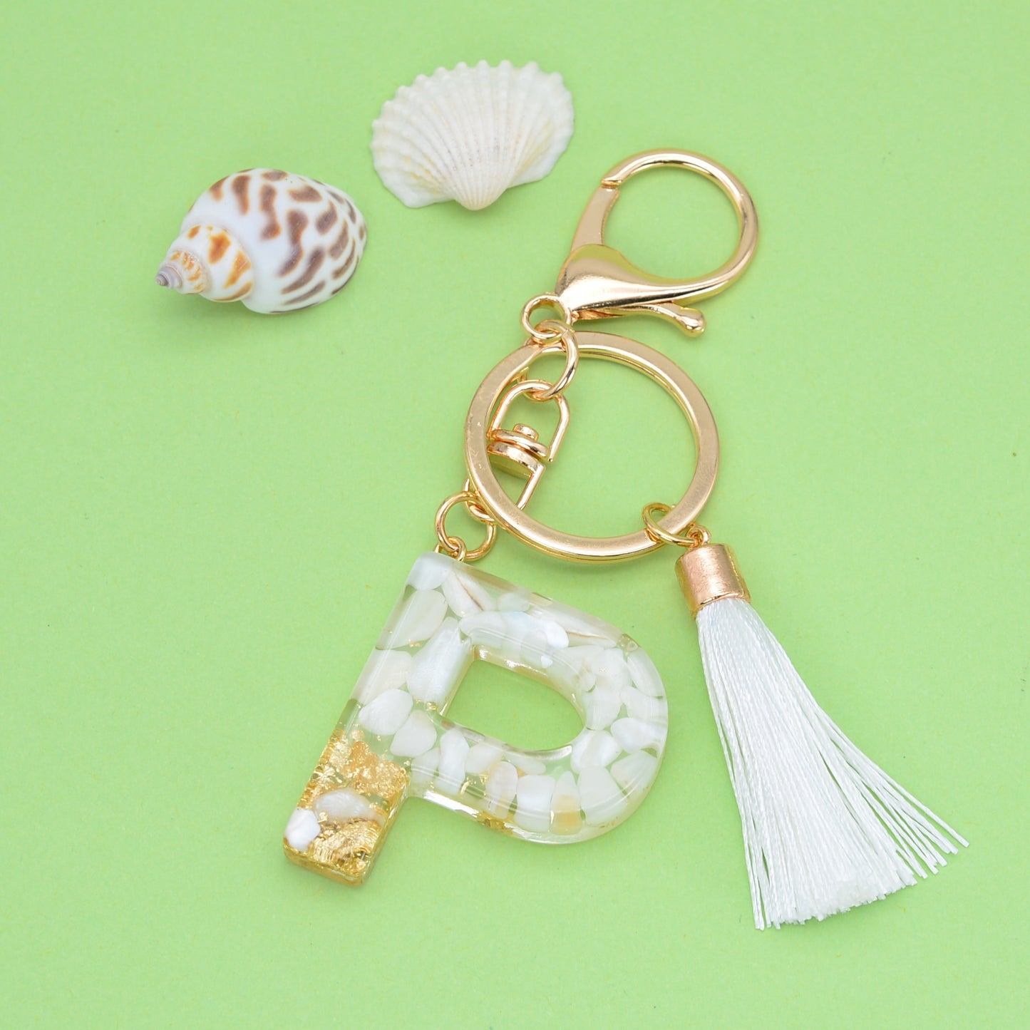 Fashion Letter Tassel Alloy Epoxy Crystal Keychain Pendant