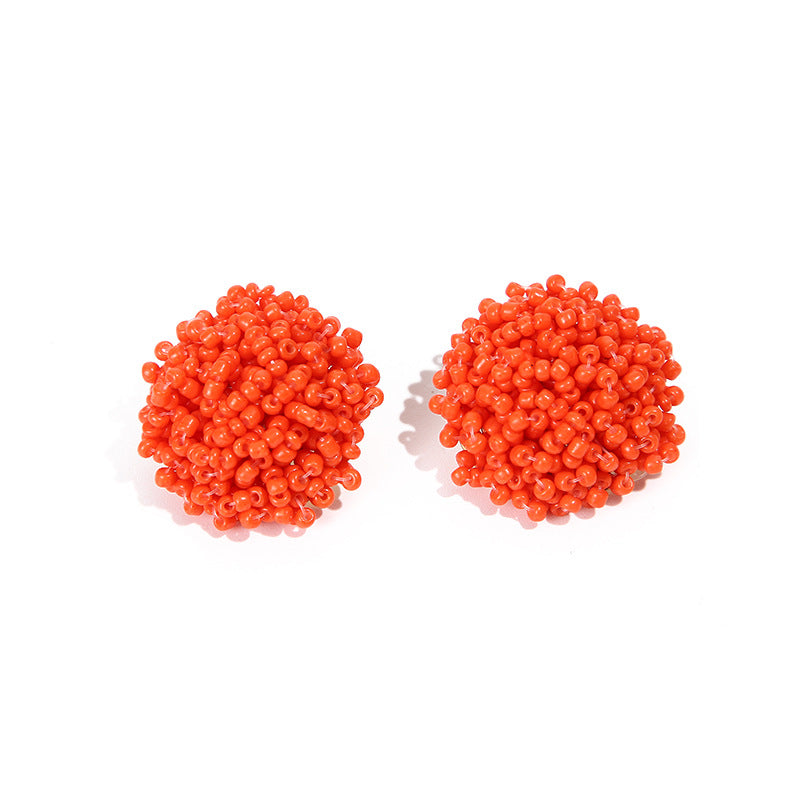 Bohemian Geometric Hand-Beaded Alloy Stud Earrings