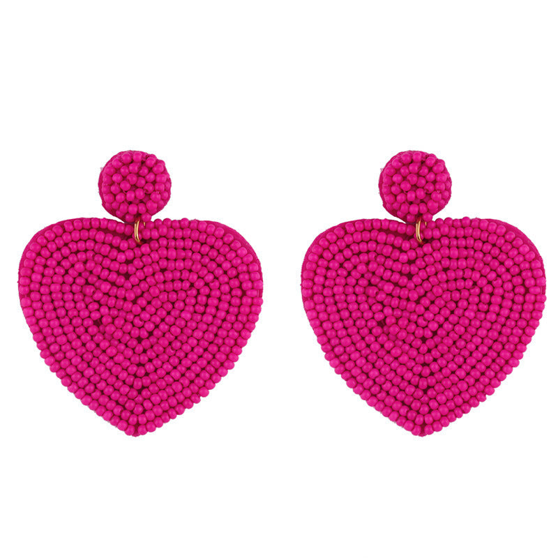 Retro Bohemian Heart Shape Beaded Drop Earrings