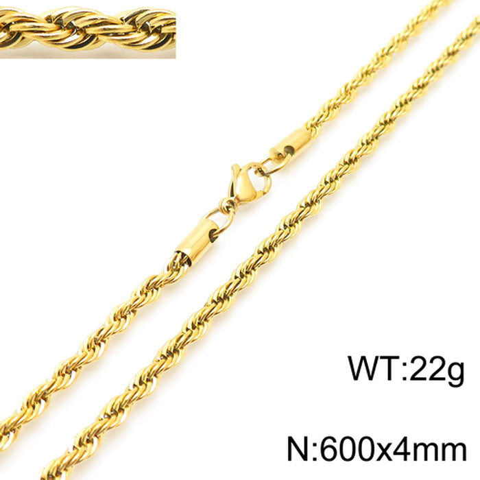 Retro Geometric Titanium Steel Plated Rope Chain Necklace