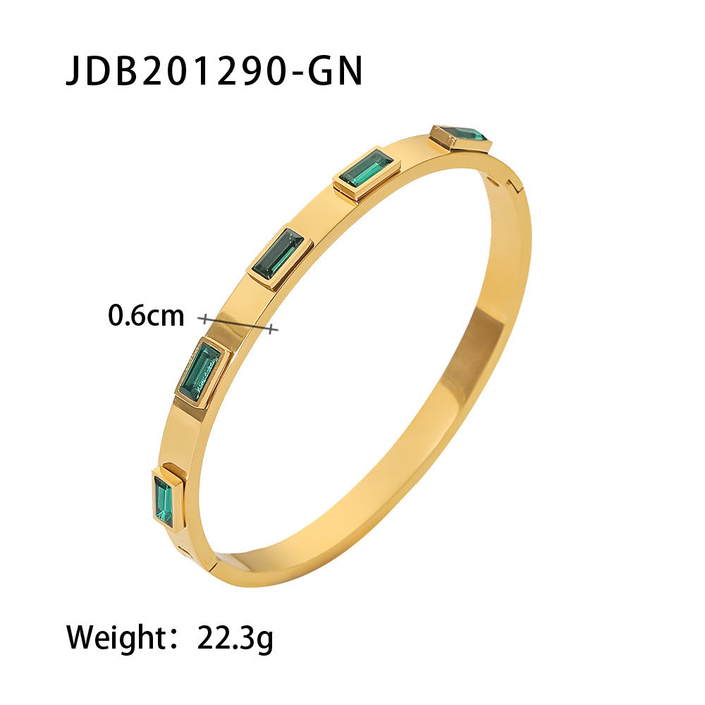 Simple Style Geometric Stainless Steel Bangle Plating Zircon Stainless Steel Bracelets