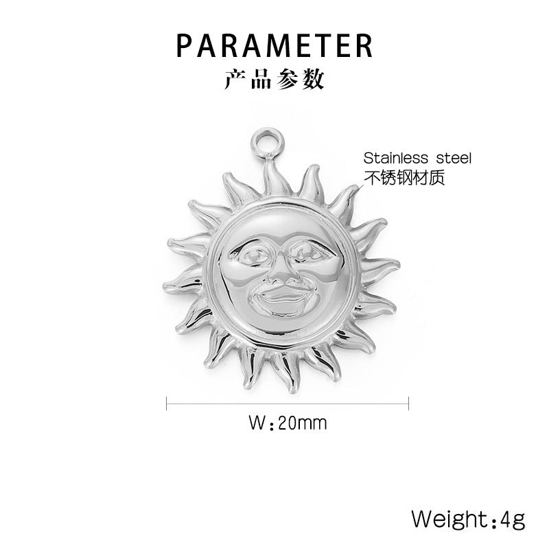 "Stainless Steel Smiley Face Sun Pendant - Personalized Jewelry Accessory"