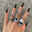 Creative Punk Skull Joker Ring Set - Double Chain & Statement Pieces