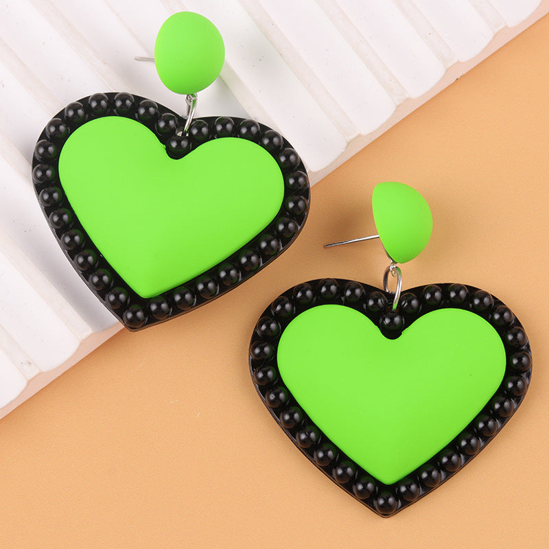 Retro Heart Shape Acrylic Candy Color Drop Earrings