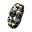 Unisex Retro Punk Multi-Layer Beaded Leather Bracelet with Alphabet Charm