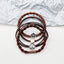 Women's Heart Shape Hair Tie Set - Milk Coffee Color Leather Bands & Floral Love Rings