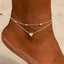 European American Fashion Double Layered Pearl and Turtle Anklet Set