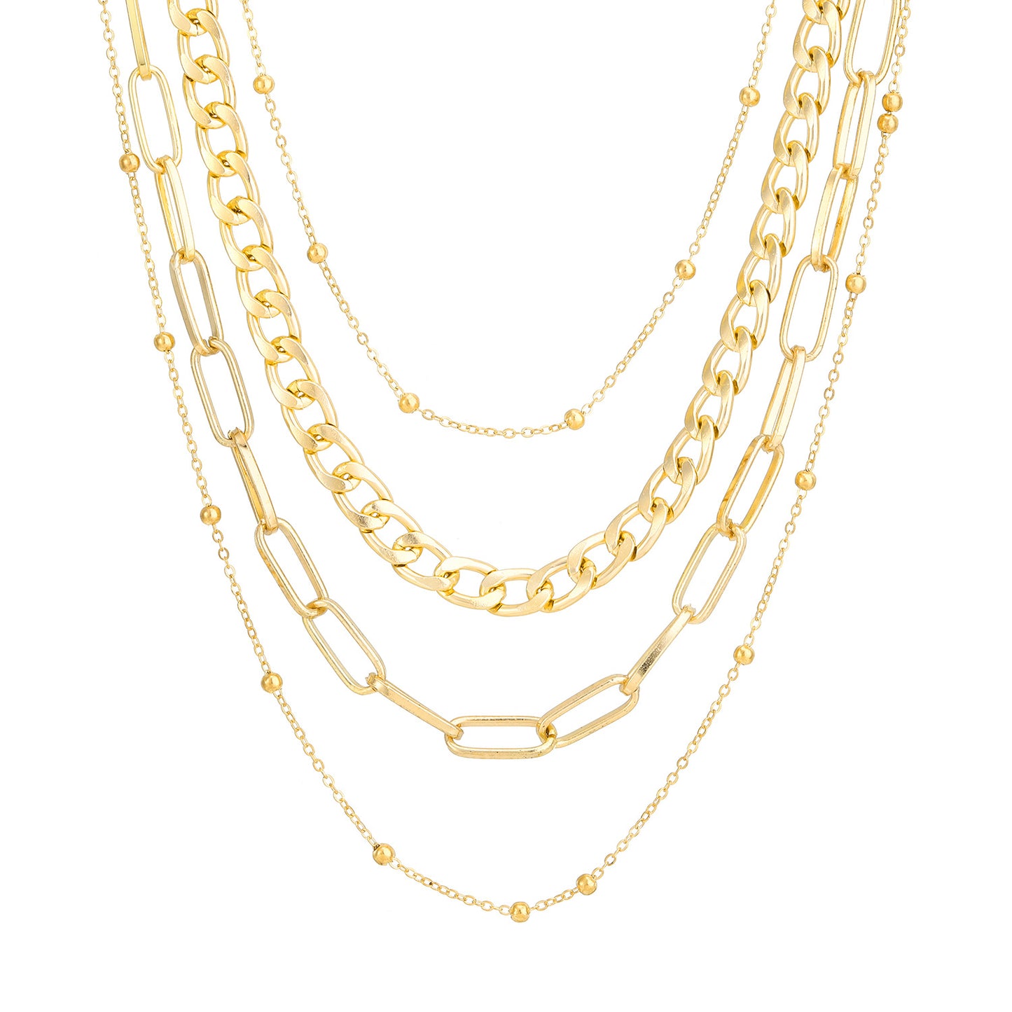 Simple Geometric Multi-Layer Alloy Necklace