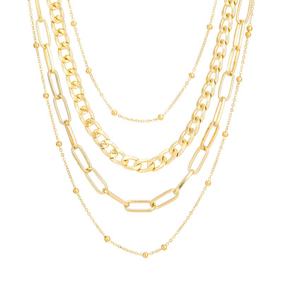 Simple Geometric Multi-Layer Alloy Necklace