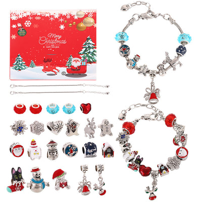 Fashion Cartoon Alloy Plated Girl's Bracelet Set with Christmas Countdown DIY Bead Kit