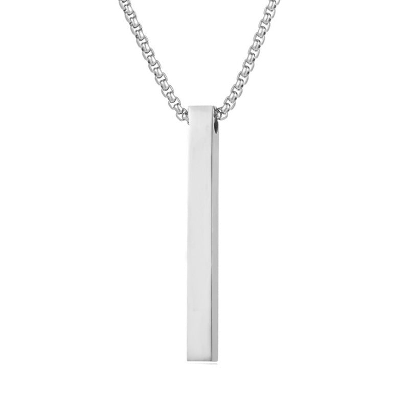 Three-Dimensional Pillar Stainless Steel Pendant Necklace