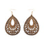 Retro Hollow Out Wood Water Drop Earrings for Women