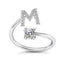 Fashion Adjustable Silver Zircon Letter Ring