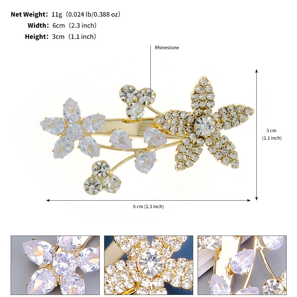 Elegant Zircon Leaf Rhinestone Hair Clip