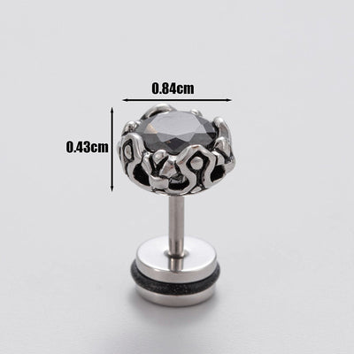 1 Piece Vintage Geometric 316 Stainless Steel Black Zircon Men's Ear Studs