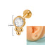 18K Gold Plated Geometric Stainless Steel Lip and Ear Stud Set with Rhinestones