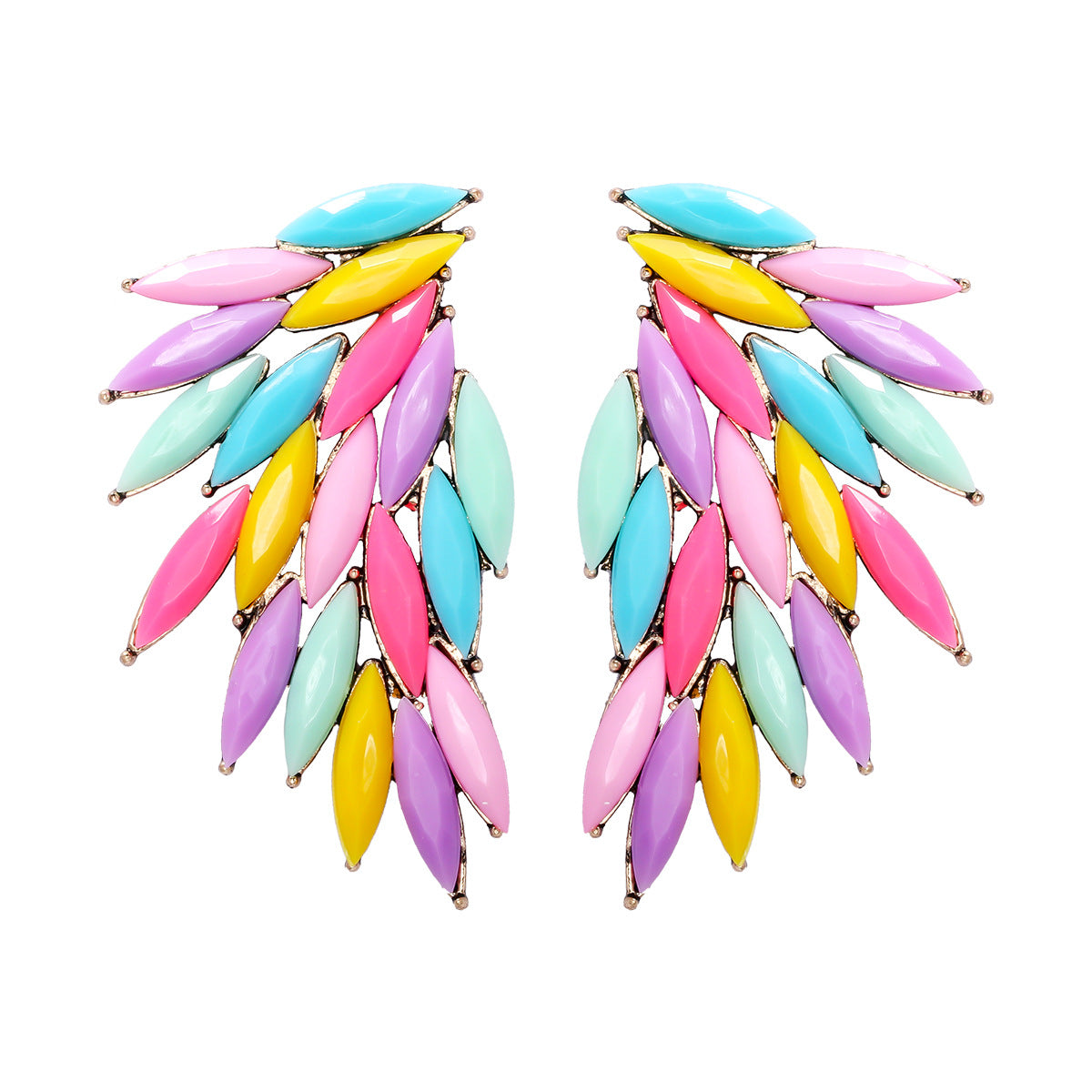 Elegant Feather Wings Alloy Inlay Glass Stone Women's Earrings