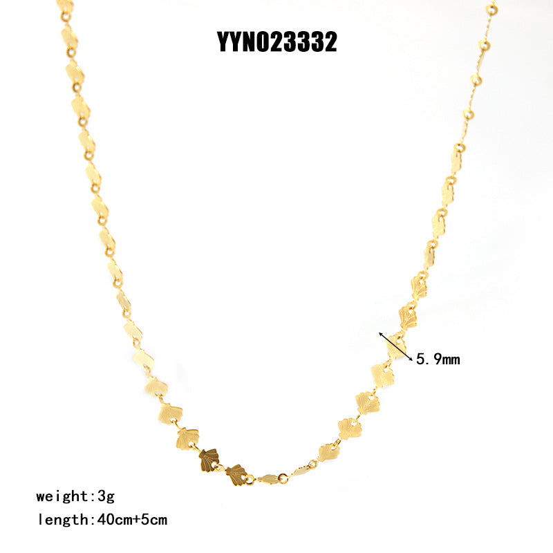 18K Gold Plated Stainless Steel Shell Necklace and Bracelet Set