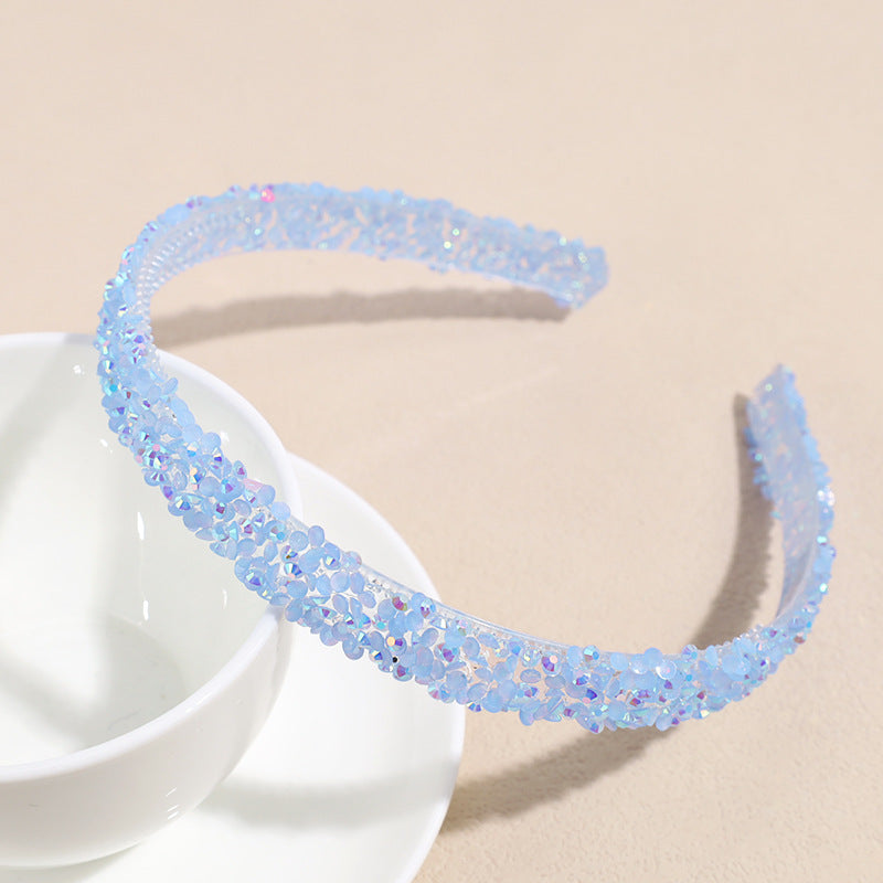 Simple Classic Solid Color Resin Inlay Jelly Rhinestone Hairband