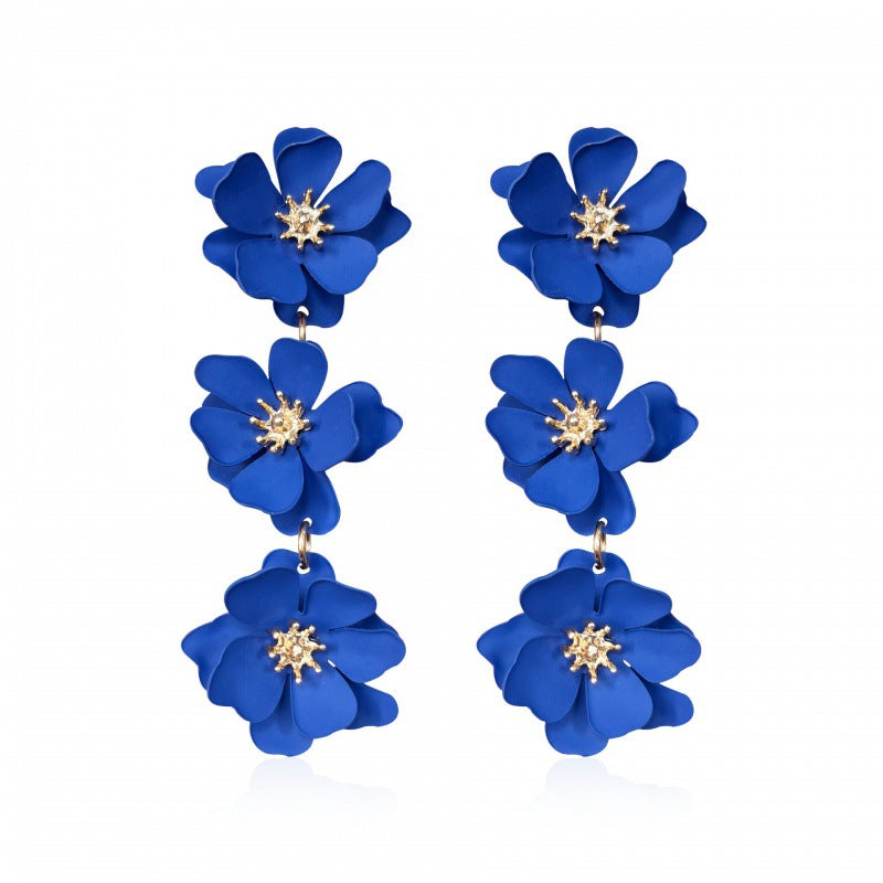 1 Pair Elegant Bohemian Simple Style Flower Plating Alloy Drop Earrings