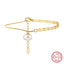 Elegant Geometric Freshwater Pearl 14k Gold Plated Sterling Silver Bracelet and Anklet Set