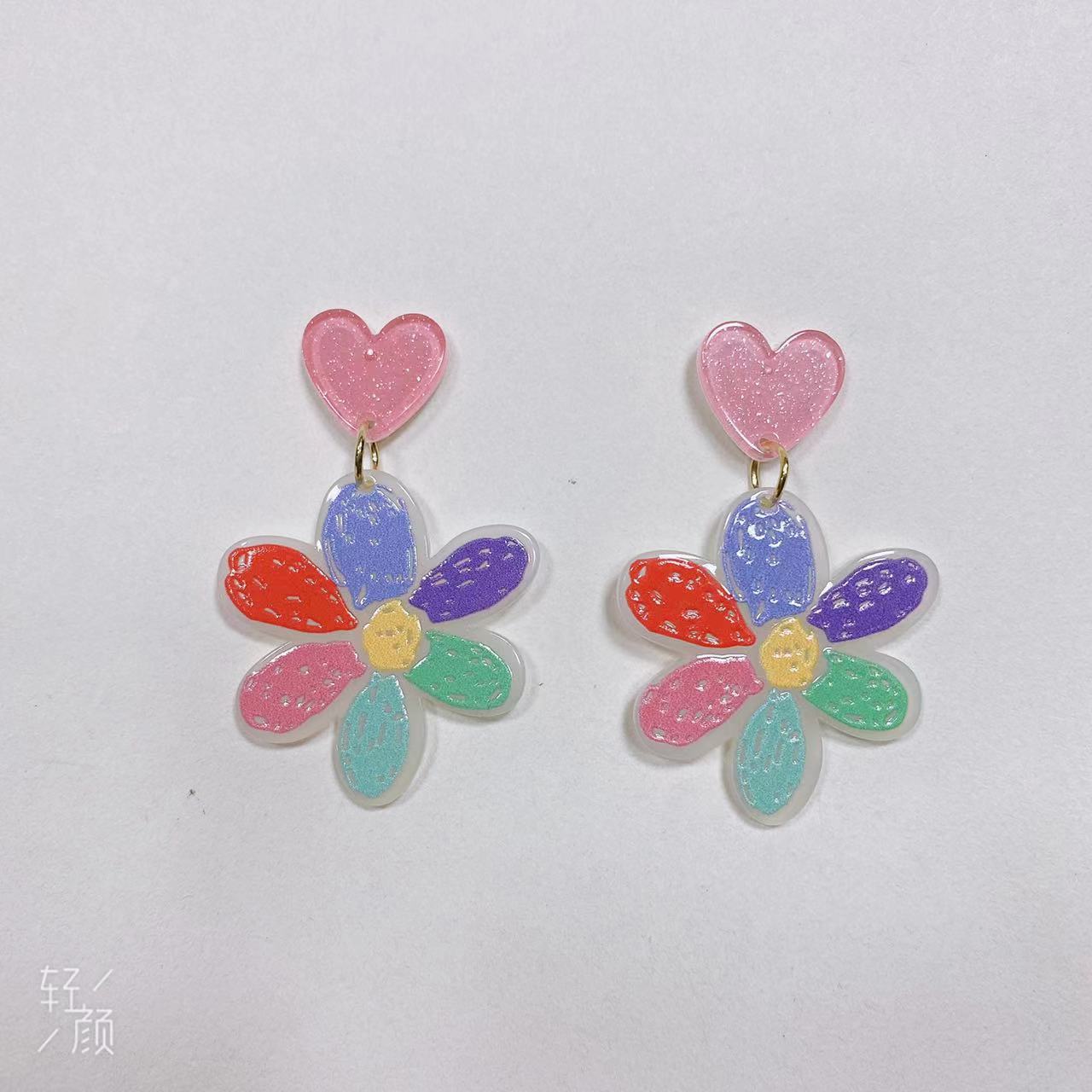 1 Pair Simple Style Flower Resin Stoving Varnish Women'S Earrings