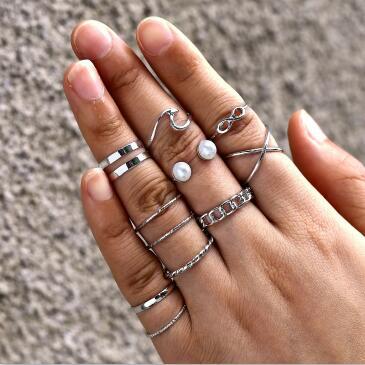 Vintage Alloy Mushroom & Heart Ring Set - 13 Pieces